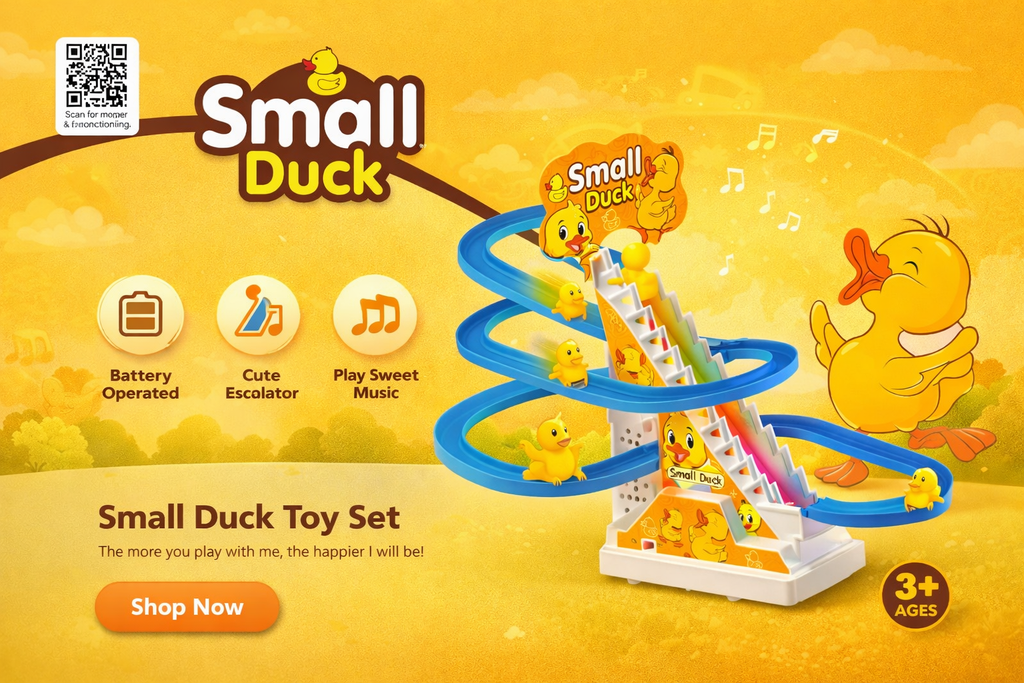Small Duck Escalator Track Playset | Musical Light-Up Duck Slide Toy for Kids